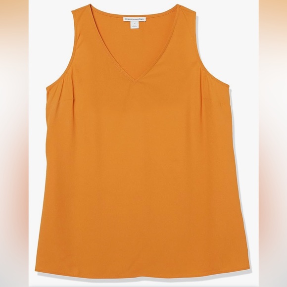 Amazon Essentials Women's Orange V-Neck layering Top - Picture 2 of 6